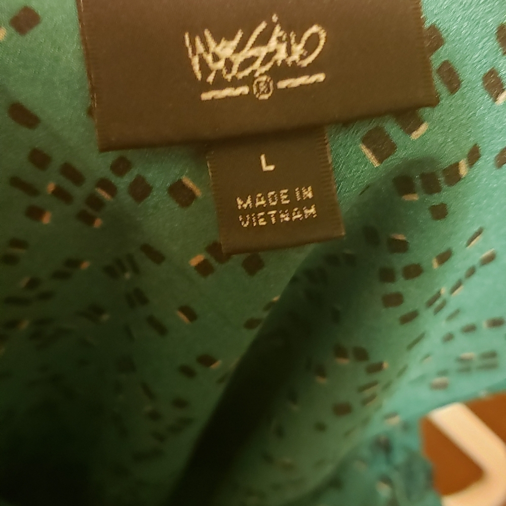 Green polka Square dress L